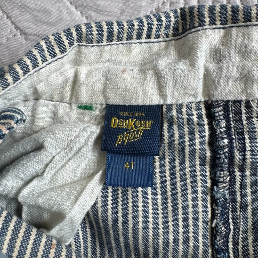 OshKosh B'gosh Vintage Blue and White Striped Kids Overalls Size 4T